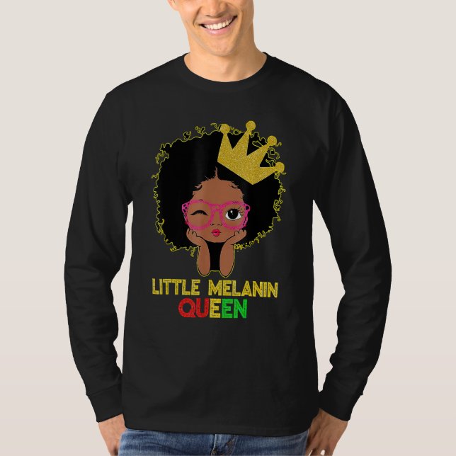 T-shirt Little Melanin Queen Cute Kids Girls Black History (Devant)