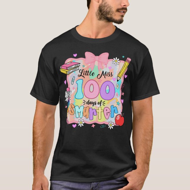 T-shirt Little Miss 100 Days Smarter Girls Kids (Devant)