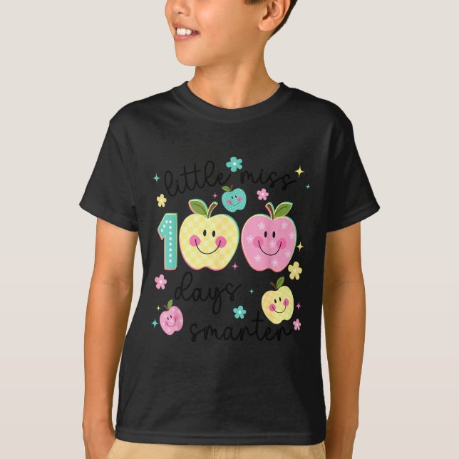 T-shirt Little Miss 100 Days Smarter Kids Girls 100th Day  (Devant)