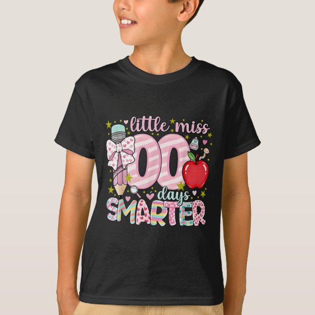 T-shirt Little Miss 100 Days Smarter Kids Girls 100th Day  (Devant)