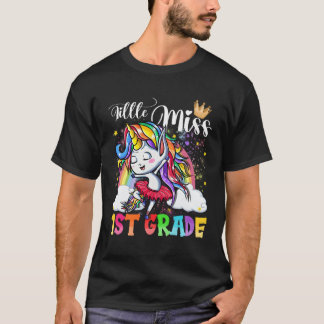 T-shirt Little Miss 1E Année Unicorne Premier Jour De L'Éc