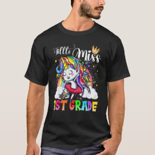 T-shirt Little Miss 1ère Année Cute Unicorn Girls Premier