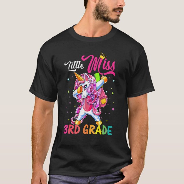 T-shirt Little Miss 3e Grade Dabbing Unicorn Retour À Scho (Devant)