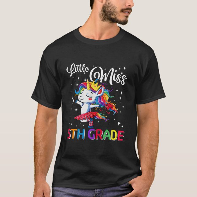 T-shirt Little Miss 5Th Grade Unicorn Magical First Day Of (Devant)