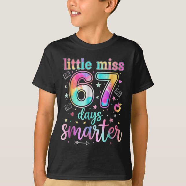 T-shirt Little Miss 67 Days Smarter 67 Days Of School Six  (Devant)