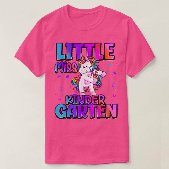 T-shirt Little Miss Kindergarten Unicorn Retour À L'École  (Design devant)