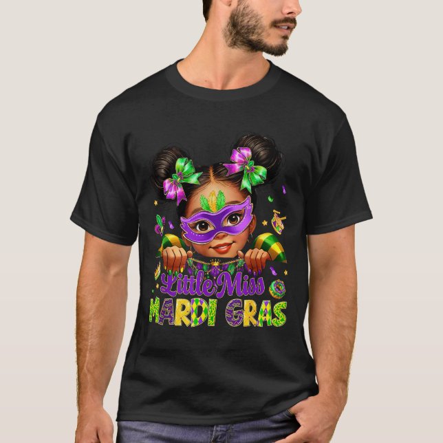 T-shirt Little Miss Mardi Gras Carnival New Orleans Fleur  (Devant)