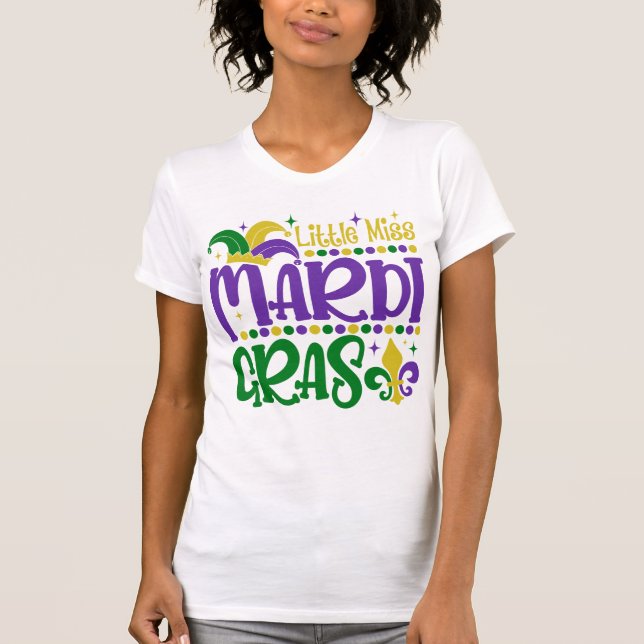 T-shirt Little Miss Mardi Gras Cute Carnival Outfit (Devant)
