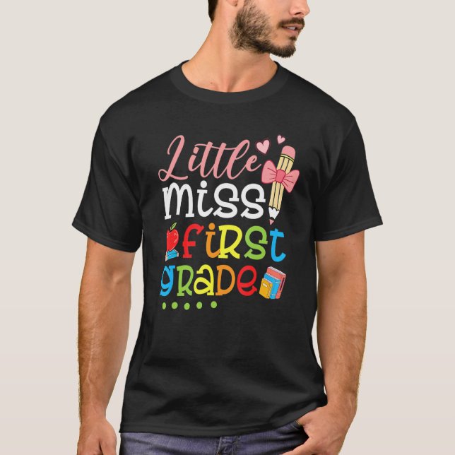 T-shirt Little Miss Première Année Retour À L'École Filles (Devant)