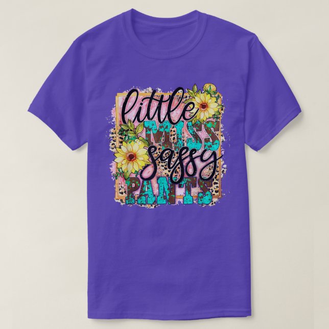 T-shirt Little Miss Sassy Pants Cowhide Sunflower Leopard  (Design devant)