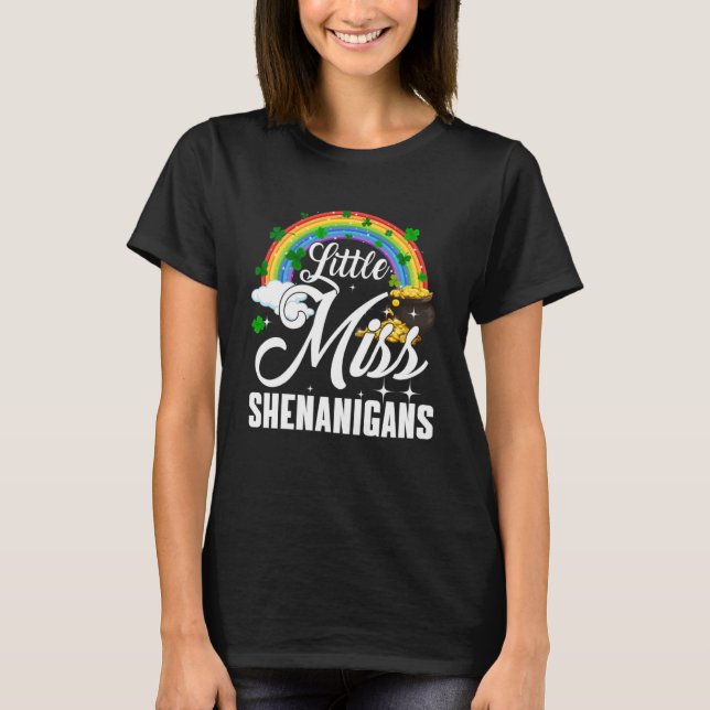 T-shirt Little Miss Shenanigans Rainbow Jour de la Saint P (Devant)