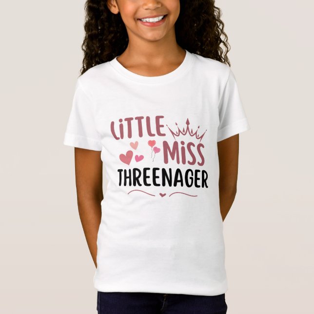 T-Shirt little miss threenager 3rd birthday 3 years old (Devant)