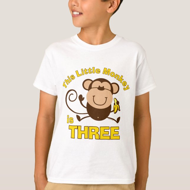 T-shirt Little Monkey 3e anniversaire garçon (Devant)