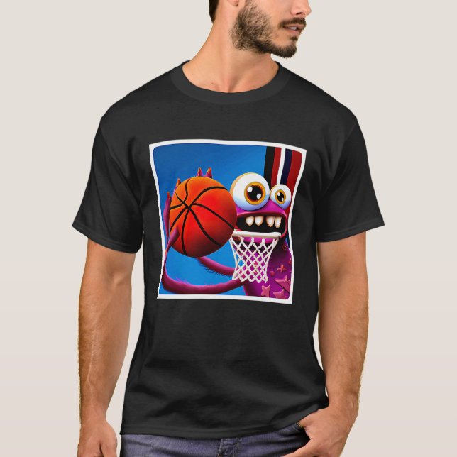T-shirt Little Monster Playing Basketball (Devant)