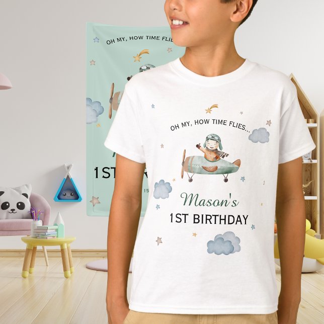 T-shirt Little Pilot Sage Airplane 1st Birthday Outfit (Créateur téléchargé)