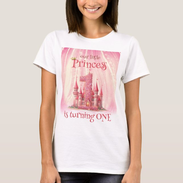 T-shirt Little Princess Pink Castle 1er anniversaire (Devant)