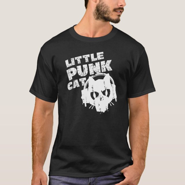 T-shirt Little Punk Cat Punk Rocker Mohawk Punker (Devant)
