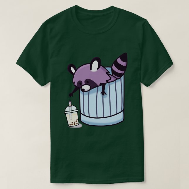 T-shirt Little Racoon aime Boba (Design devant)