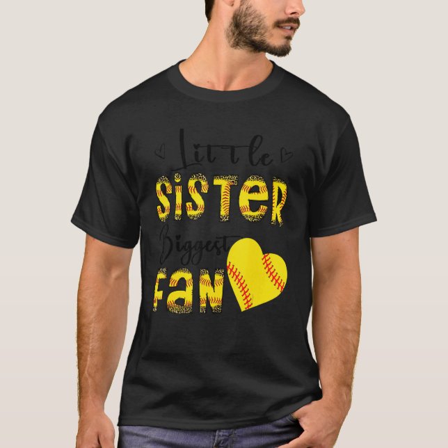 T-shirt Little Sister Biggest Fan Teen Girls Leopard Softb (Devant)