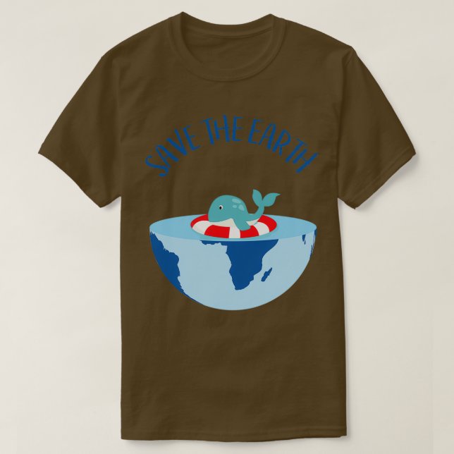 T-shirt Little Whale apprend à nager Sauvez la Terre Joyeu (Design devant)