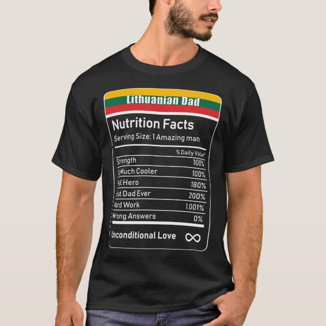 T-shirt Lituanie Papa Nutrition Facts Fête des pères Cadea (Devant)