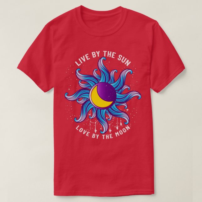 T-shirt Live By The Sun Love By The Moon Astrology (Design devant)