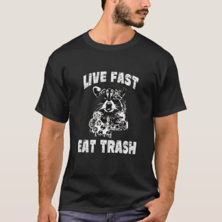T-shirt Live Fast Eat Trash Raccoon Camping Vintage