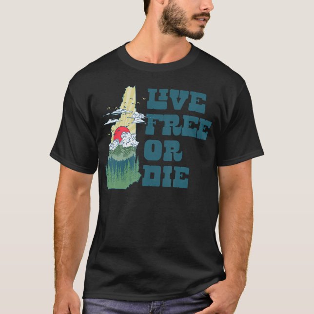 T-shirt Live Free Or Die New Hampshire Outdoor Hiking Stat (Devant)