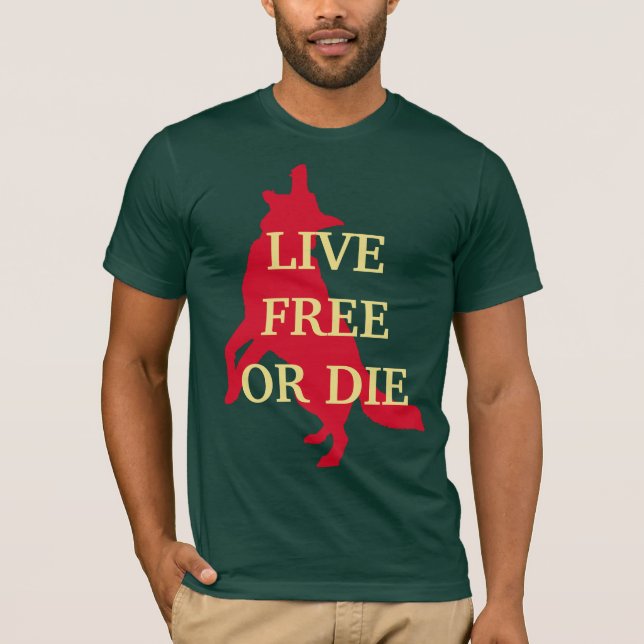 T-shirt Live Free ou Die avec Wolf (Devant)