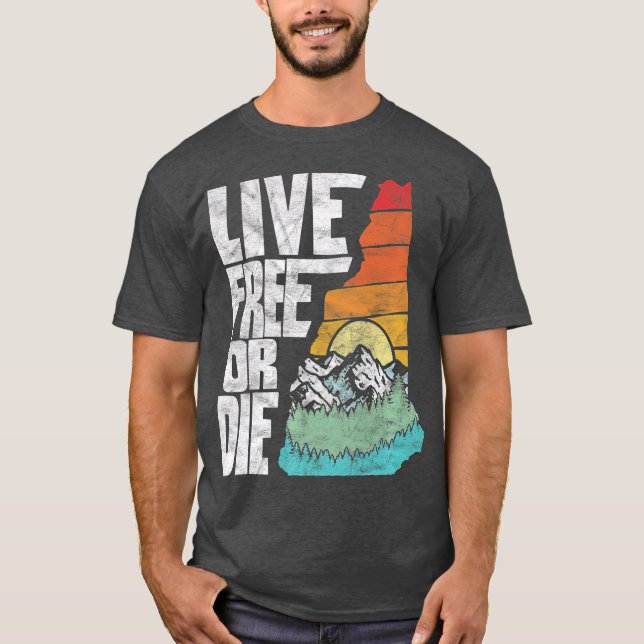 T-shirt Live Free ou Die Retro New Hampshire Nature (2) (Devant)
