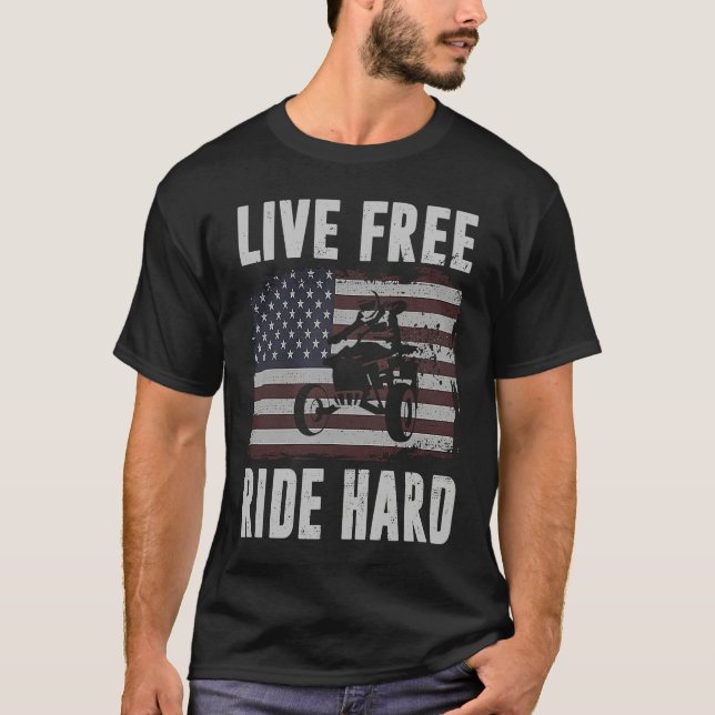 T-shirt Live Free Ride Hard 4 Wheeler ATV Quad Racing Amer (Devant)
