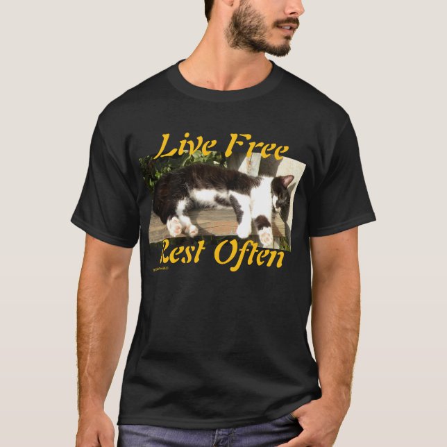 T-shirt "Live Free", Smiler, cute, cat, gift (Devant)