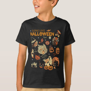 T-shirt Live Halloween Citrouille Vintage sorcier fantôme 