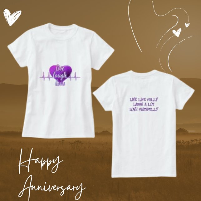 T-shirt Live Laugh Love Purple Citations de vie moderne (Créateur téléchargé)