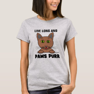 T-shirt Live Long and PAWS PURY Funny Cat T Shirt