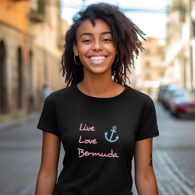 T-shirt Live Love Bermuda Script Texte avec Ancre foncé (Créateur téléchargé)