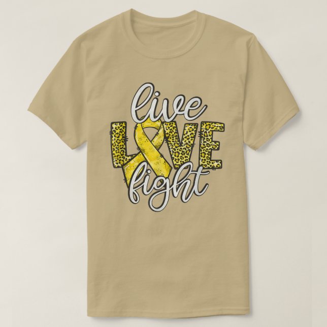 T-shirt Live Love Combattre Gold Ribbon Cancer de l'enfanc (Design devant)