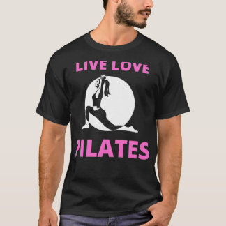 T-shirt Live Love Pilates amusant Pilates rose et noir Lov