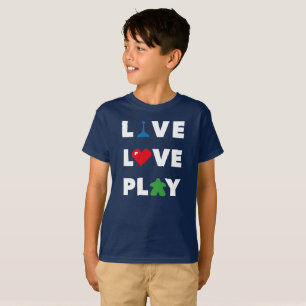 T-shirt Live, Love, Play White Text Boys Shirt