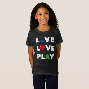 T-Shirt Live, Love, Play White Text Girls Shirt