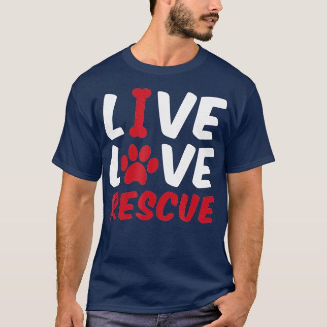 T-shirt Live Love Secourt Chien Bone Chat Paw (Devant)