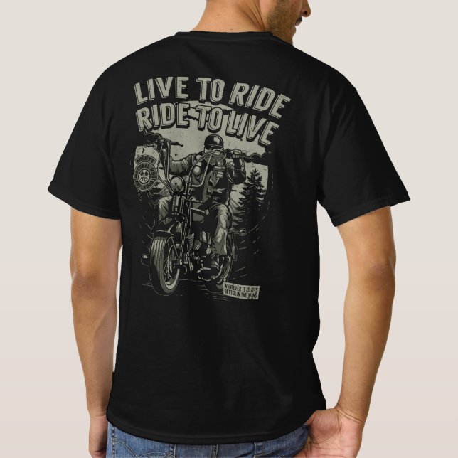 T-shirt Live To Ride Ride To Live Beared Biker Chopper (Dos)