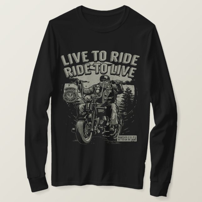 T-shirt Live to Ride, Ride to Live Moto (Design devant)