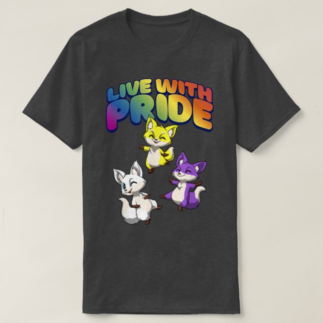 T-shirt Live With Pride Kawaii Nonbinary & Genderqueer Fo (Design devant)