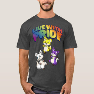 T-shirt Live With Pride Kawaii Nonbinary & Genderqueer Fo