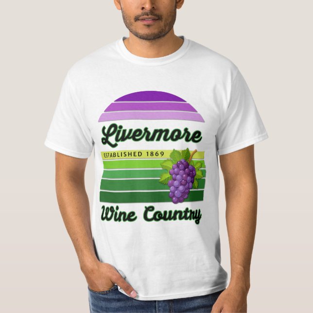 T-shirt Livermore Wine Country Purple Green Stripes Grapes (Devant)