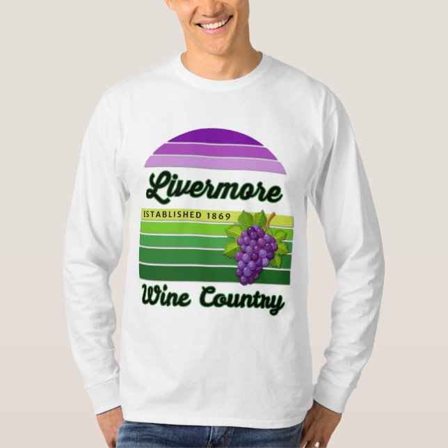 T-shirt Livermore Wine Country Purple Green Stripes Grapes (Devant)