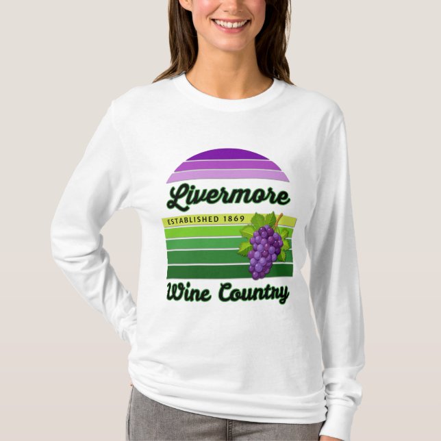 T-shirt Livermore Wine Country Purple Green Stripes Grapes (Devant)