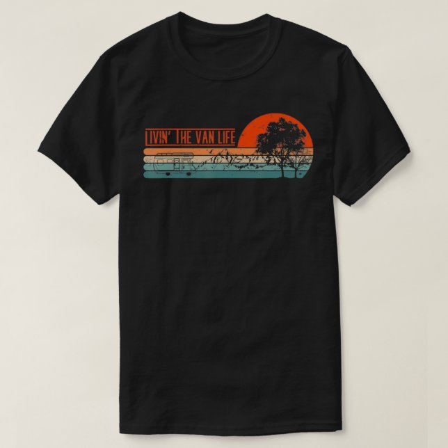 T-shirt Livin que Van Life Retro Camper Camper Van (Design devant)