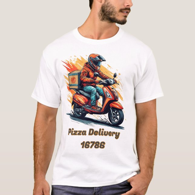 T-shirt Livraison Rider sur Scooter moderne (Devant)